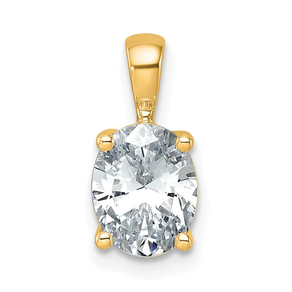 14k Yellow Gold 1 1/2 Ct. Lab Grown Diamond VS/SI+ G+ Oval Complete Four Prong Pendant
