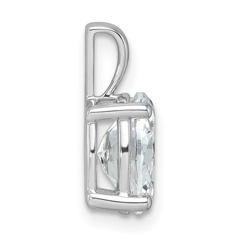 14K White Gold 2 Carat Certified Lab Grown Diamond Vs+ F+ Oval Complete Four Prong Pendant