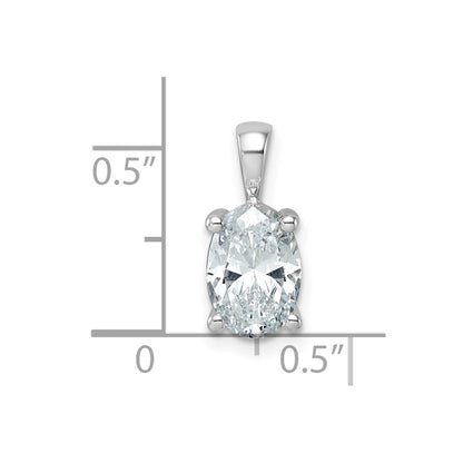 14k White Gold 14k White Gold 2 carat Lab Grown Diamond VS+ F+ Oval Complete Four Prong Pendant