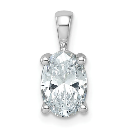 14k White Gold 14k White Gold 2 carat Lab Grown Diamond VS+ F+ Oval Complete Four Prong Pendant