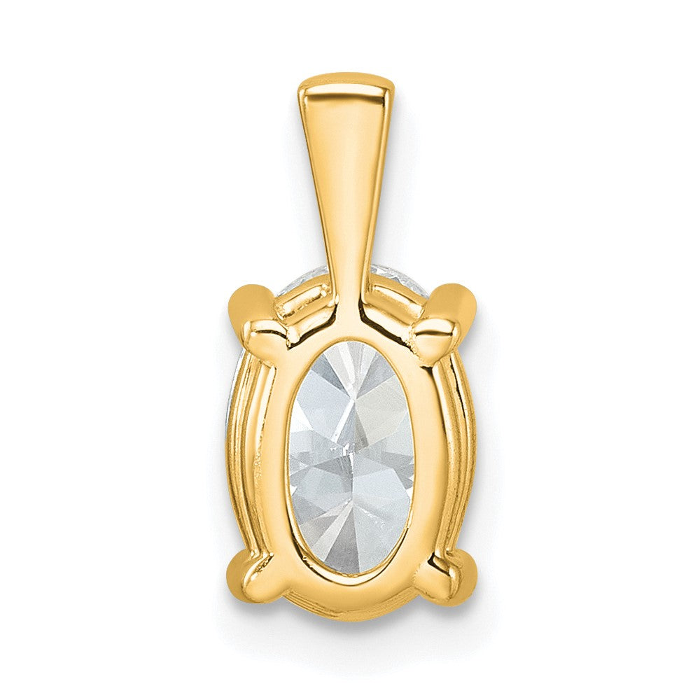 14K Yellow Gold 2 Carat Lab Grown Diamond Vs+ F+ Oval Complete Four Prong Pendant