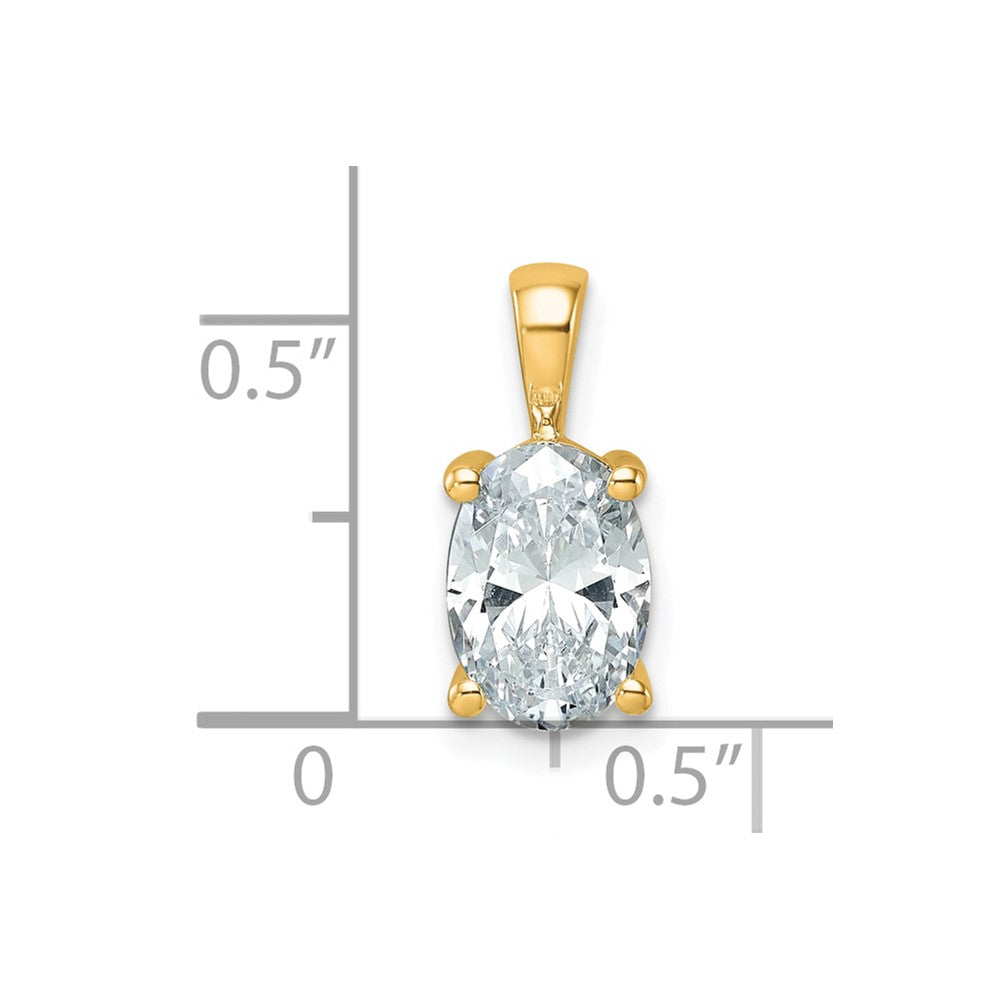 14K Yellow Gold 2 Carat Certified Lab Grown Diamond Vs+ F+ Oval Complete Four Prong Pendant