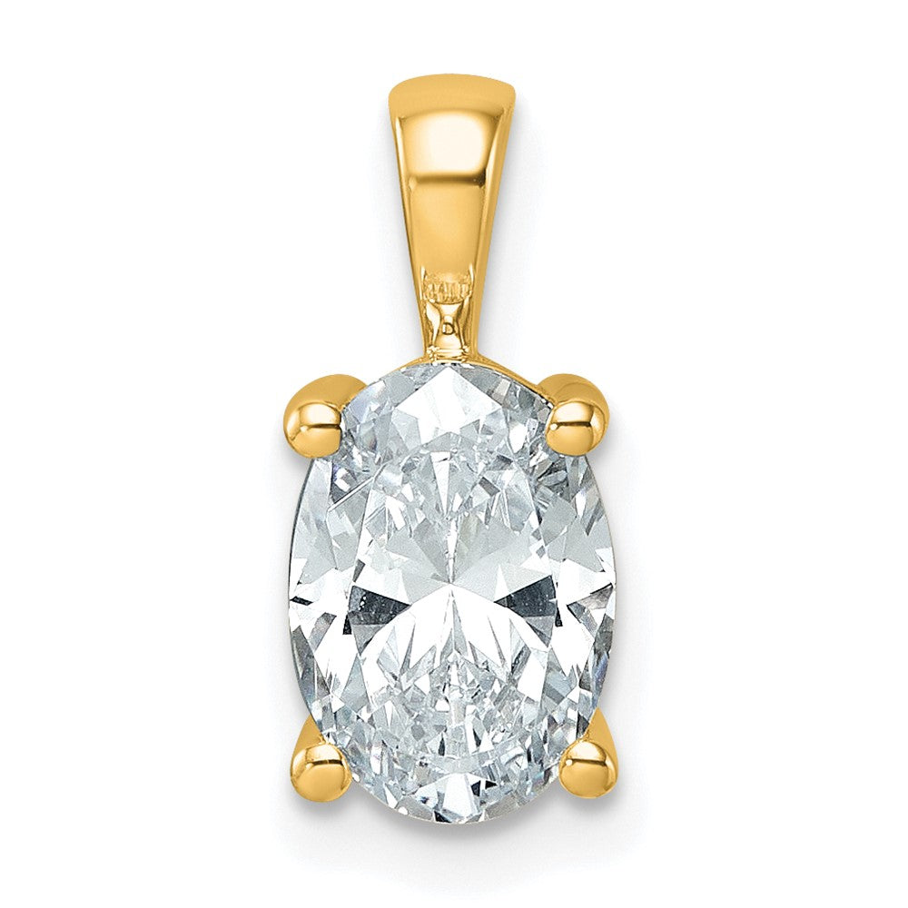 14k Yellow Gold 2 Ct. Certified Lab Grown Diamond VS/SI+ G+ Oval Complete Four Prong Pendant
