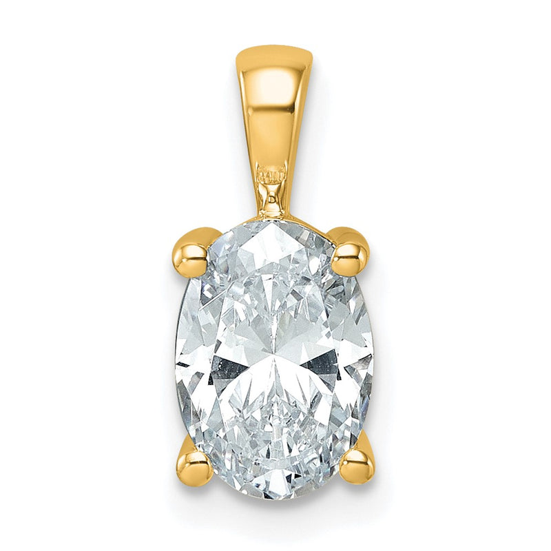 14K Yellow Gold 2 Carat Certified Lab Grown Diamond Vs+ F+ Oval Complete Four Prong Pendant