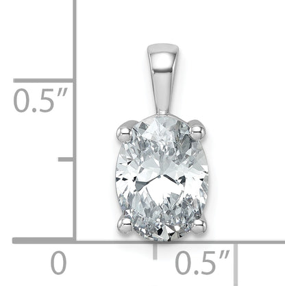 14K White Gold 2 1/2 Carat Certified Lab Grown Diamond Vs+ F+ Oval Complete Four Prong Pendant