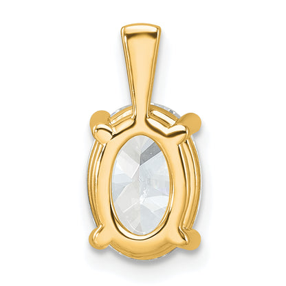 14K Yellow Gold 2 1/2 Carat Lab Grown Diamond Vs+ F+ Oval Complete Four Prong Pendant