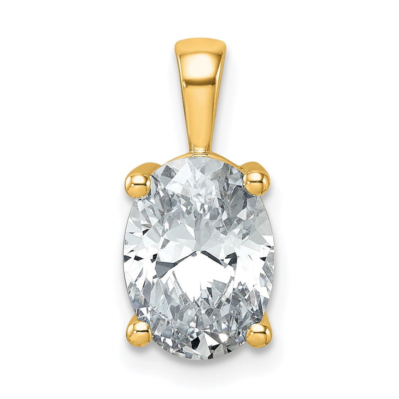 14k Yellow Gold 2 1/2 Ct. Lab Grown Diamond VS/SI+ G+ Oval Four Prong Pendant