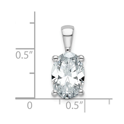 14k White Gold 3 Ct. Lab Grown Diamond VS/SI+ G+ Oval Complete Four Prong Pendant