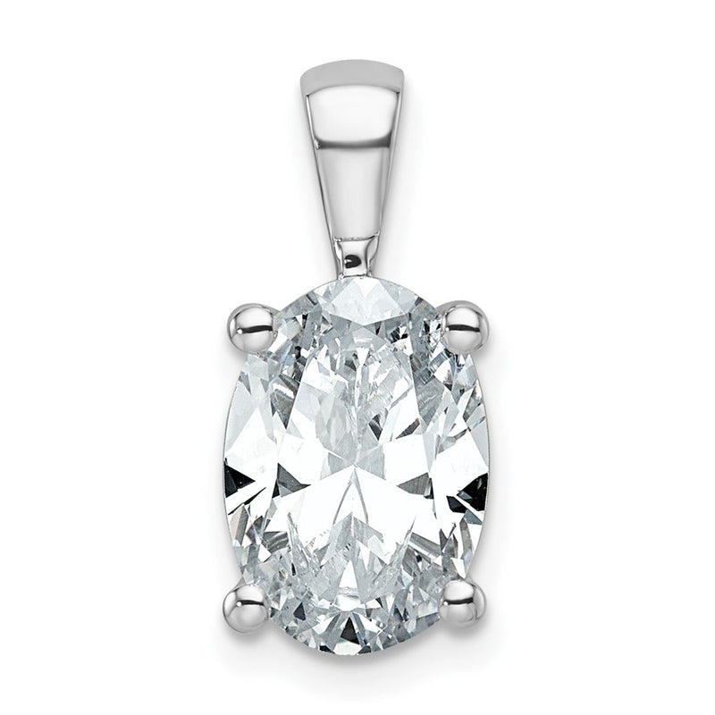 14k White Gold 14k White Gold 3 carat Lab Grown Diamond VS+ F+ Oval Complete Four Prong Pendant