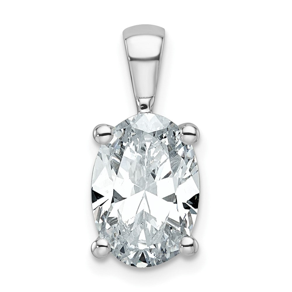 14k White Gold 3 Ct. Lab Grown Diamond VS/SI+ G+ Oval Complete Four Prong Pendant