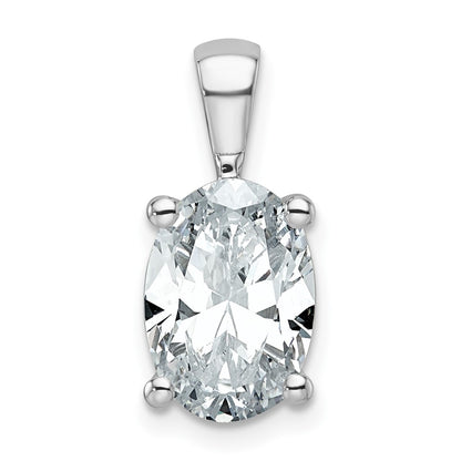 14k White Gold 3 Ct. Lab Grown Diamond VS/SI+ G+ Oval Complete Four Prong Pendant