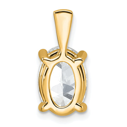 14K Yellow Gold 3 Carat Lab Grown Diamond Vs+ F+ Oval Complete Four Prong Pendant