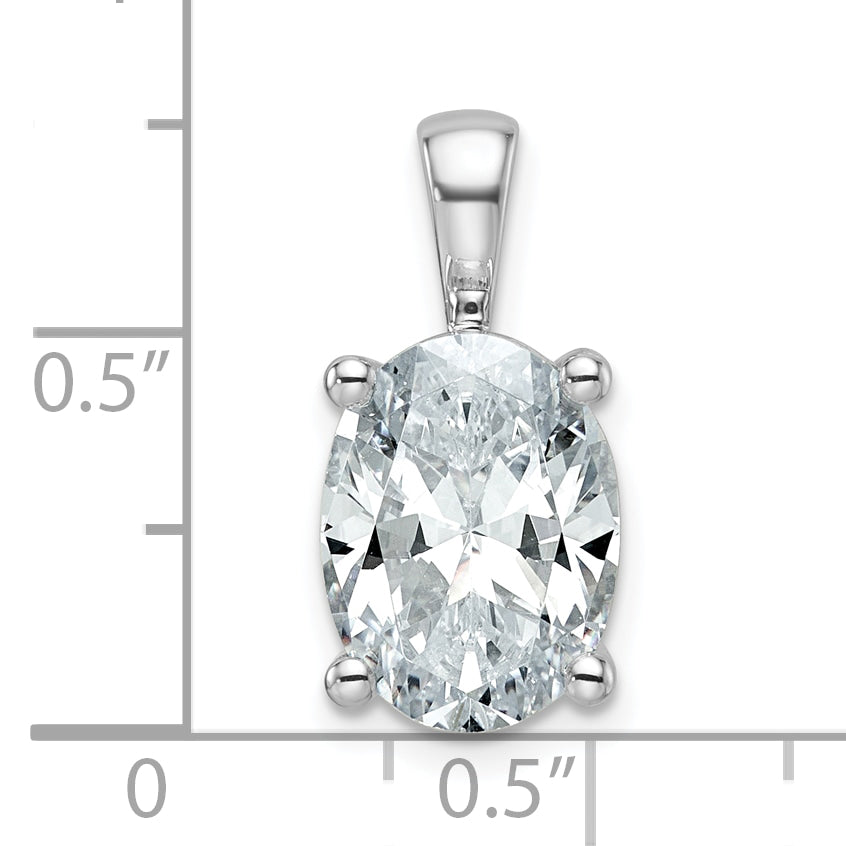 14K White Gold 4 Carat Lab Grown Diamond Vs+ F+ Oval Complete Four Prong Pendant