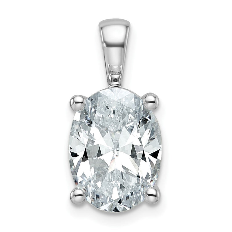 14K White Gold 4 Carat Lab Grown Diamond Vs+ F+ Oval Complete Four Prong Pendant