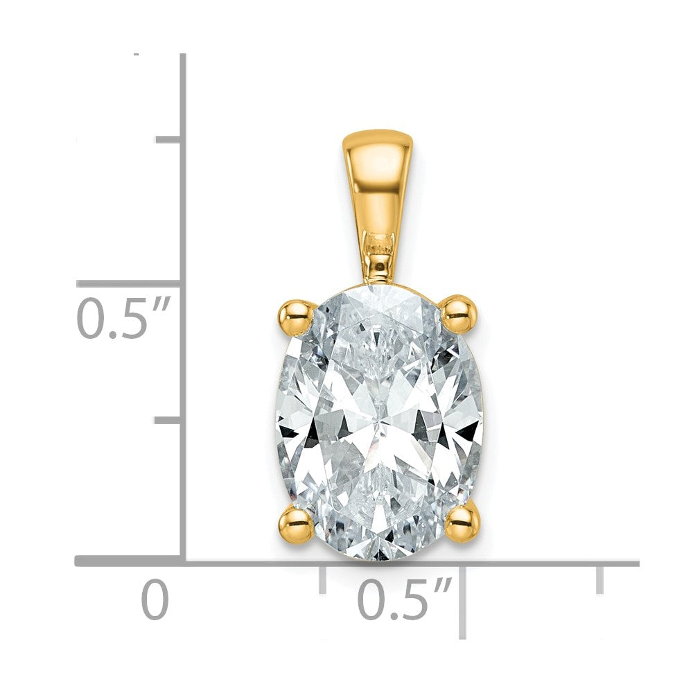 14k Yellow Gold 4 Ct. Lab Grown Diamond VS/SI+ G+ Oval Four Prong Pendant