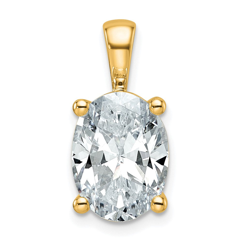 14K Yellow Gold 4 Carat Lab Grown Diamond Vs+ F+ Oval Complete Four Prong Pendant