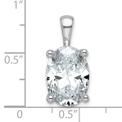 14K White Gold 5 Carat Certified Lab Grown Diamond Vs+ F+ Oval Complete Four Prong Pendant