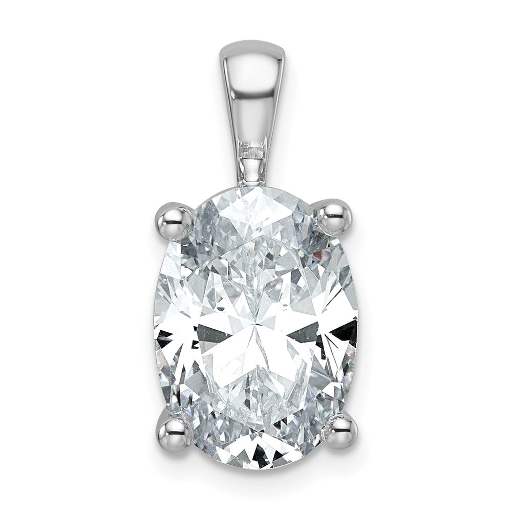 14k White Gold 5 Ct. Lab Grown Diamond VS/SI+ G+ Oval Complete Four Prong Pendant