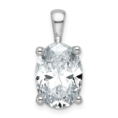 14k White Gold 5 Ct. Lab Grown Diamond VS/SI+ G+ Oval Complete Four Prong Pendant