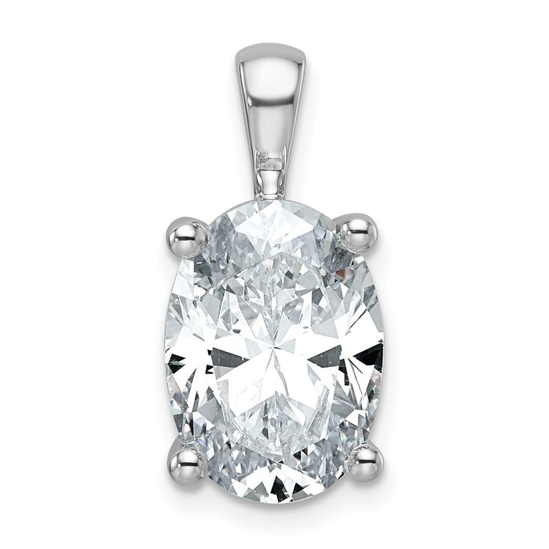 14k White Gold 5 Ct. Lab Grown Diamond VS/SI+ G+ Oval Complete Four Prong Pendant