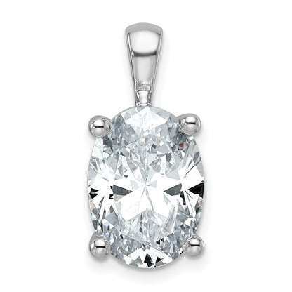 14K White Gold 5 Carat Certified Lab Grown Diamond Vs+ F+ Oval Complete Four Prong Pendant