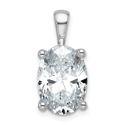 14K White Gold 5 Carat Certified Lab Grown Diamond Vs+ F+ Oval Complete Four Prong Pendant