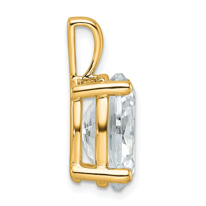 14K Yellow Gold 5 Carat Certified Lab Grown Diamond Vs+ F+ Oval Complete Four Prong Pendant