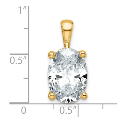 14K Yellow Gold 5 Carat Lab Grown Diamond Vs+ F+ Oval Complete Four Prong Pendant
