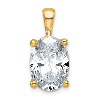 14k Yellow Gold 5 Ct. Lab Grown Diamond VS/SI+ G+ Oval Four Prong Pendant