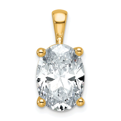 14K Yellow Gold 5 Carat Certified Lab Grown Diamond Vs+ F+ Oval Complete Four Prong Pendant