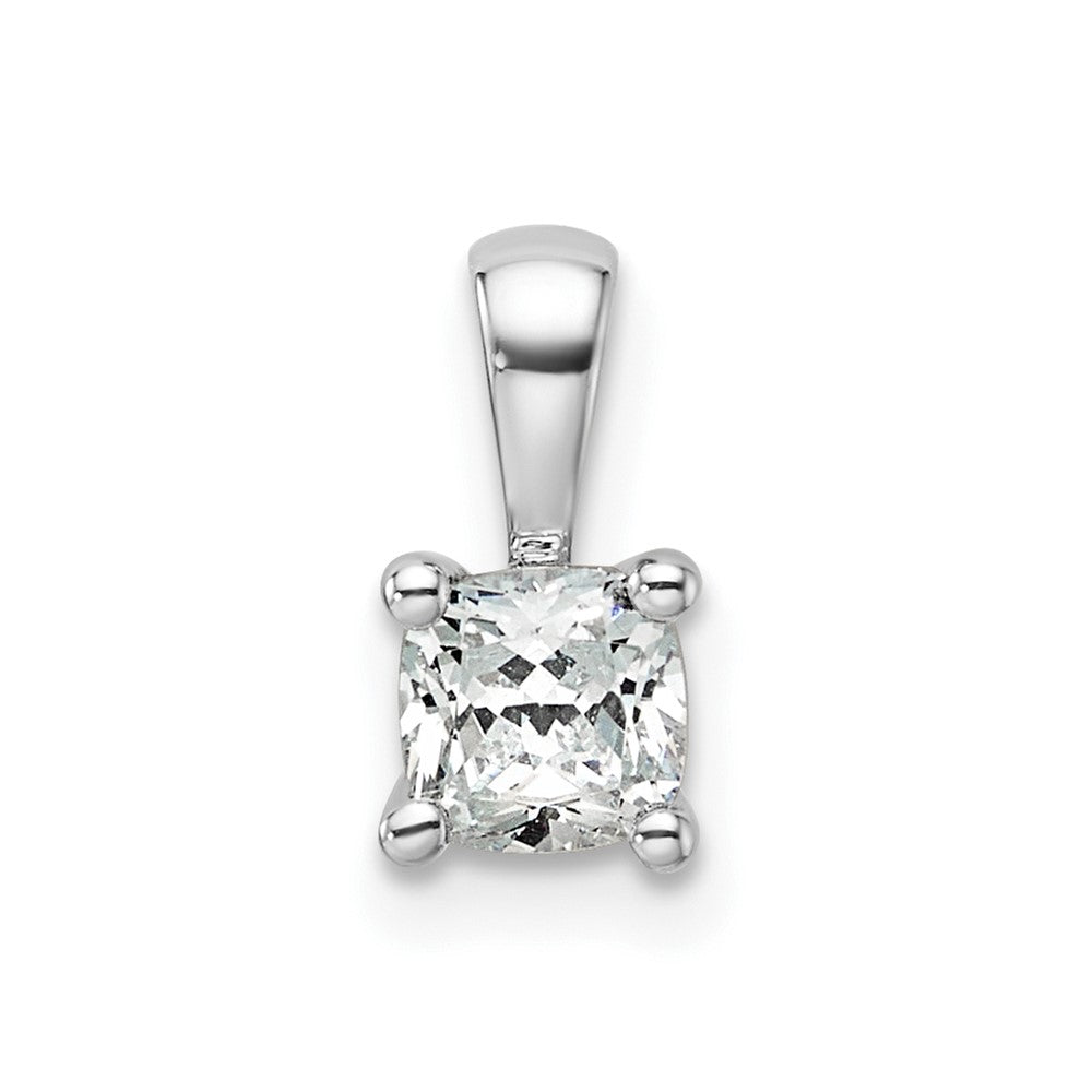 14k White Gold 1/2 Ct. Lab Grown Diamond VS/SI+ G+ Cushion Four Prong Pendant