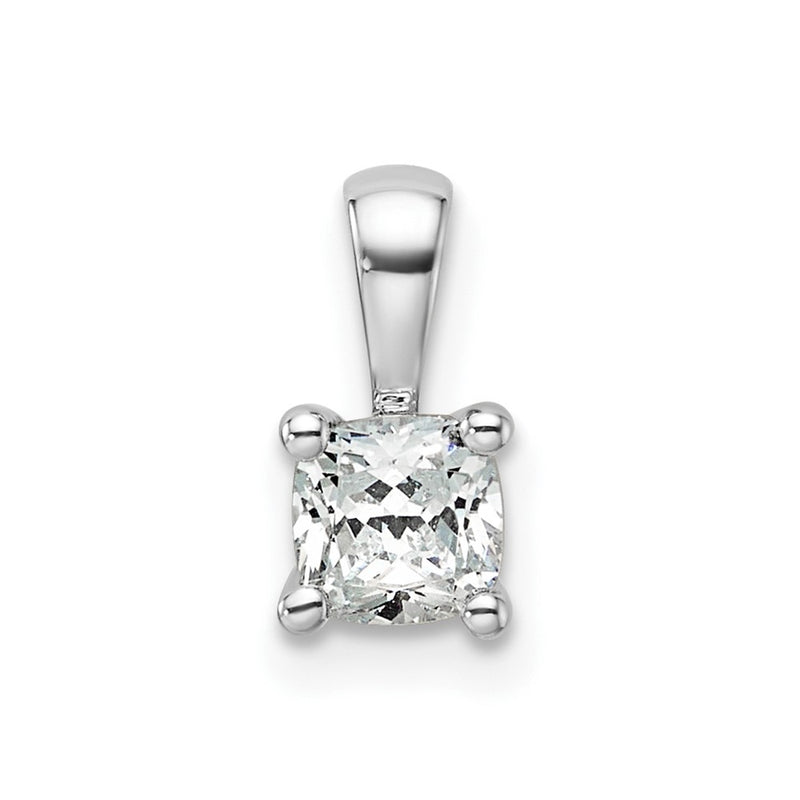 14k White Gold 1/2 Ct. Lab Grown Diamond VS/SI+ G+ Cushion Four Prong Pendant