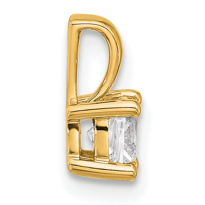 14K Yellow Gold 1/2 Carat Certified Lab Grown Diamond Vs+ F+ Cushion Complete Four Prong Pendant