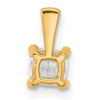 14K Yellow Gold 1/2 Carat Certified Lab Grown Diamond Vs+ F+ Cushion Complete Four Prong Pendant