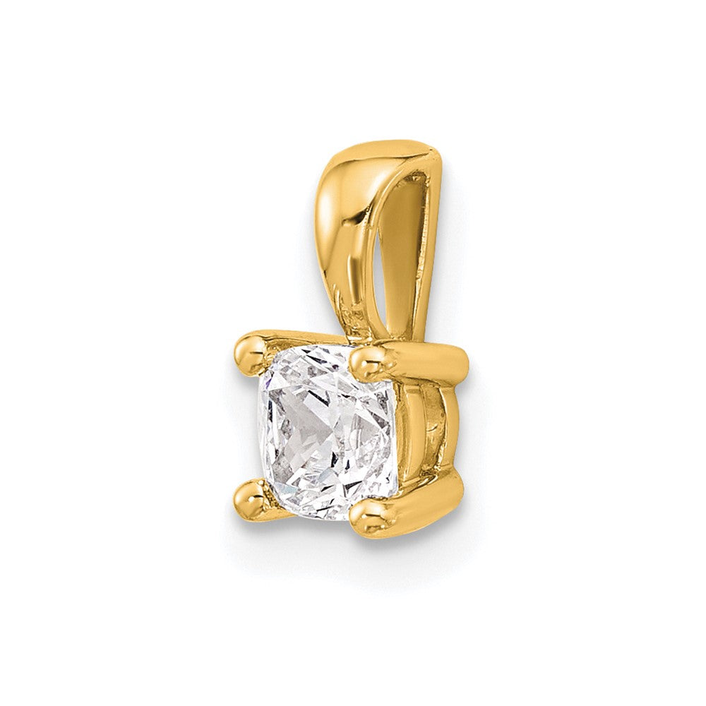 14k Yellow Gold 1/2 Ct. Lab Grown Diamond VS/SI+ G+ Cushion Four Prong Pendant
