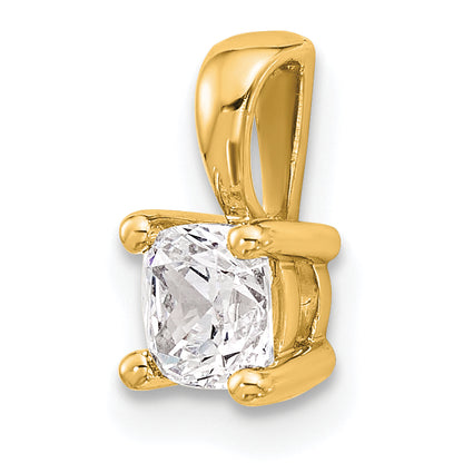14K Yellow Gold 1/2 Carat Certified Lab Grown Diamond Vs+ F+ Cushion Complete Four Prong Pendant