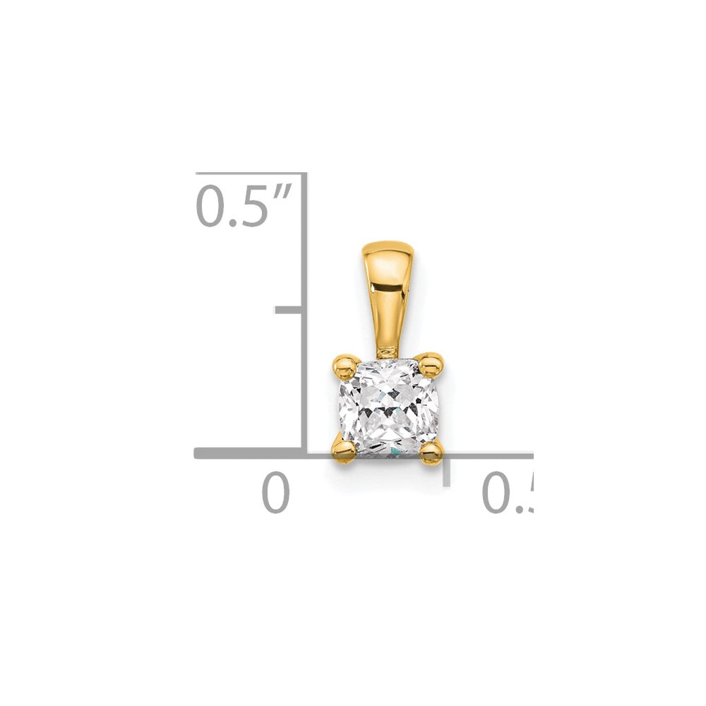 14k Yellow Gold 14k 1/2 carat Lab Grown Diamond VS+ F+ Cushion Complete Four Prong Pendant