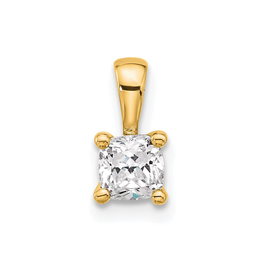 14k Yellow Gold 1/2 Ct. Lab Grown Diamond VS/SI+ G+ Cushion Four Prong Pendant