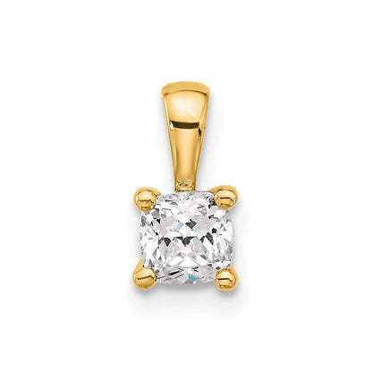 14k Yellow Gold 1/2 Ct. Lab Grown Diamond VS/SI+ G+ Cushion Four Prong Pendant