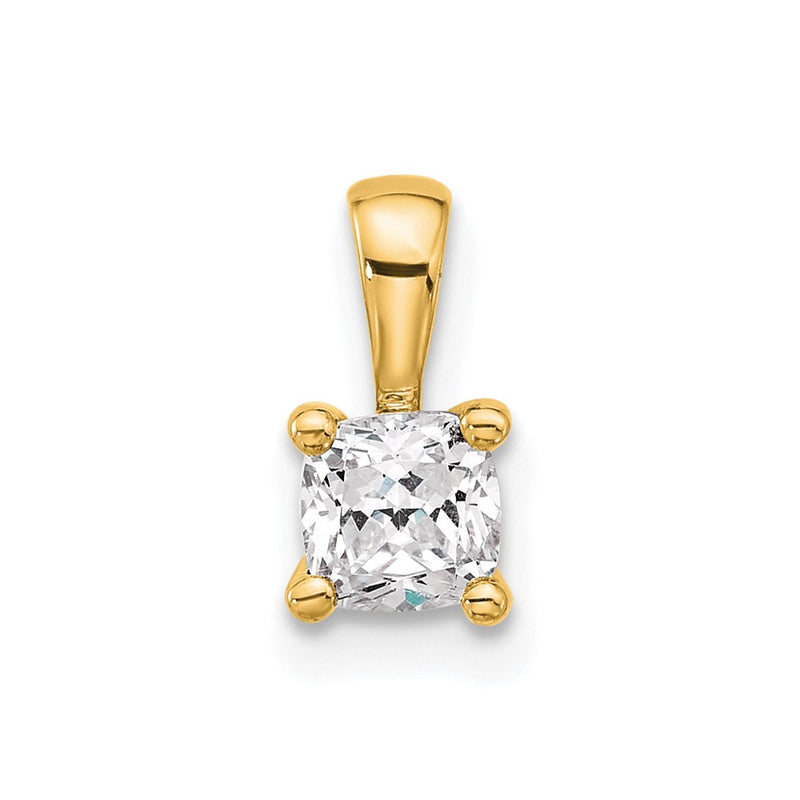 14k Yellow Gold 1/2 Ct. Lab Grown Diamond VS/SI+ G+ Cushion Four Prong Pendant