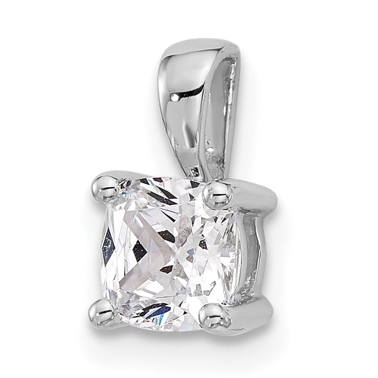 14k White Gold 3/4 Ct. Certified Lab Grown Diamond VS/SI+ G+ Cushion Four Prong Pendant