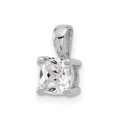 14K White Gold 3/4 Carat Certified Lab Grown Diamond Vs+ F+ Cushion Complete Four Prong Pendant