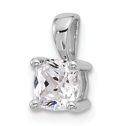 14K White Gold 3/4 Carat Lab Grown Diamond Vs+ F+ Cushion Complete Four Prong Pendant
