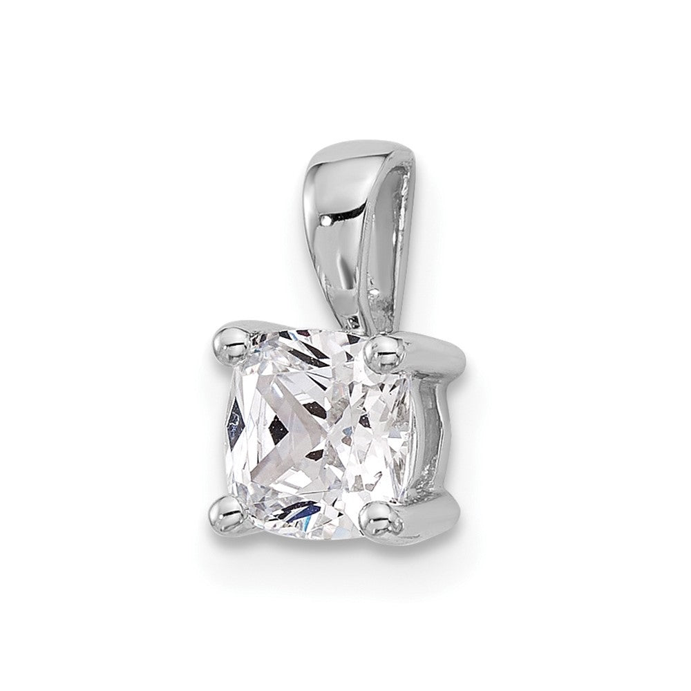 14k White Gold 3/4 Ct. Lab Grown Diamond VS/SI+ G+ Cushion Four Prong Pendant