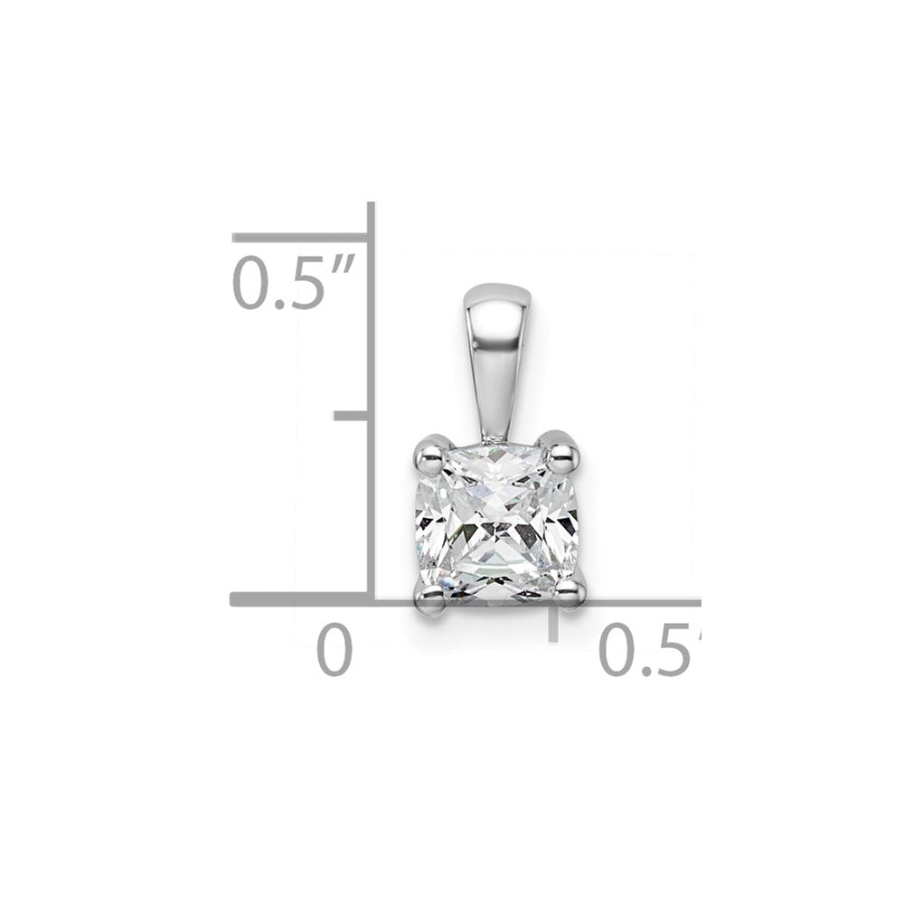 14K White Gold 3/4 Carat Certified Lab Grown Diamond Vs+ F+ Cushion Complete Four Prong Pendant
