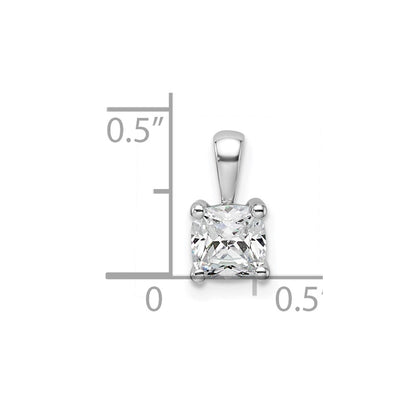 14K White Gold 3/4 Carat Certified Lab Grown Diamond Vs+ F+ Cushion Complete Four Prong Pendant