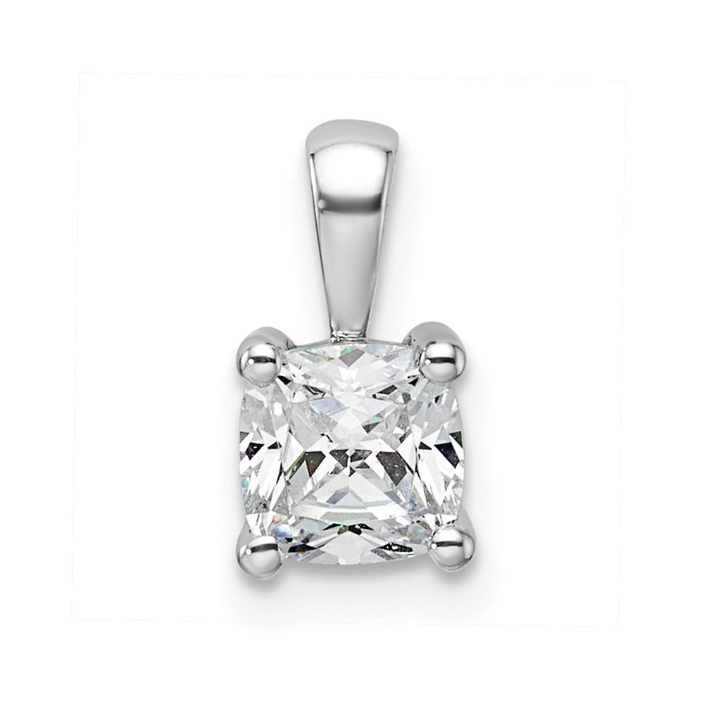 14k White Gold 3/4 Ct. Certified Lab Grown Diamond VS/SI+ G+ Cushion Four Prong Pendant
