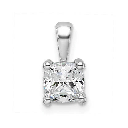 14k White Gold 3/4 Ct. Certified Lab Grown Diamond VS/SI+ G+ Cushion Four Prong Pendant