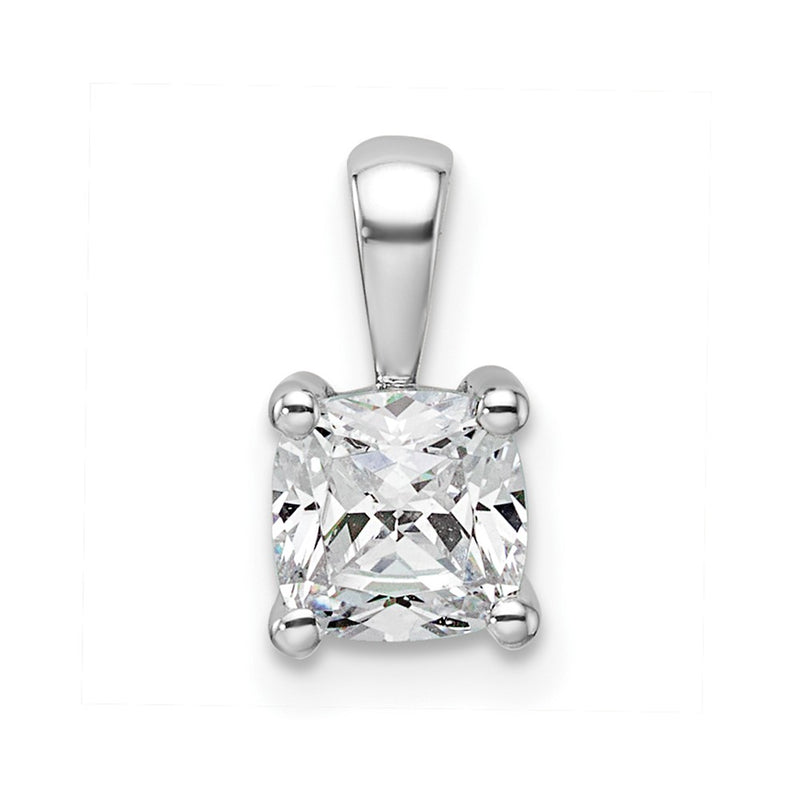 14k White Gold 3/4 Ct. Certified Lab Grown Diamond VS/SI+ G+ Cushion Four Prong Pendant