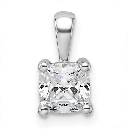 14K White Gold 3/4 Carat Lab Grown Diamond Vs+ F+ Cushion Complete Four Prong Pendant